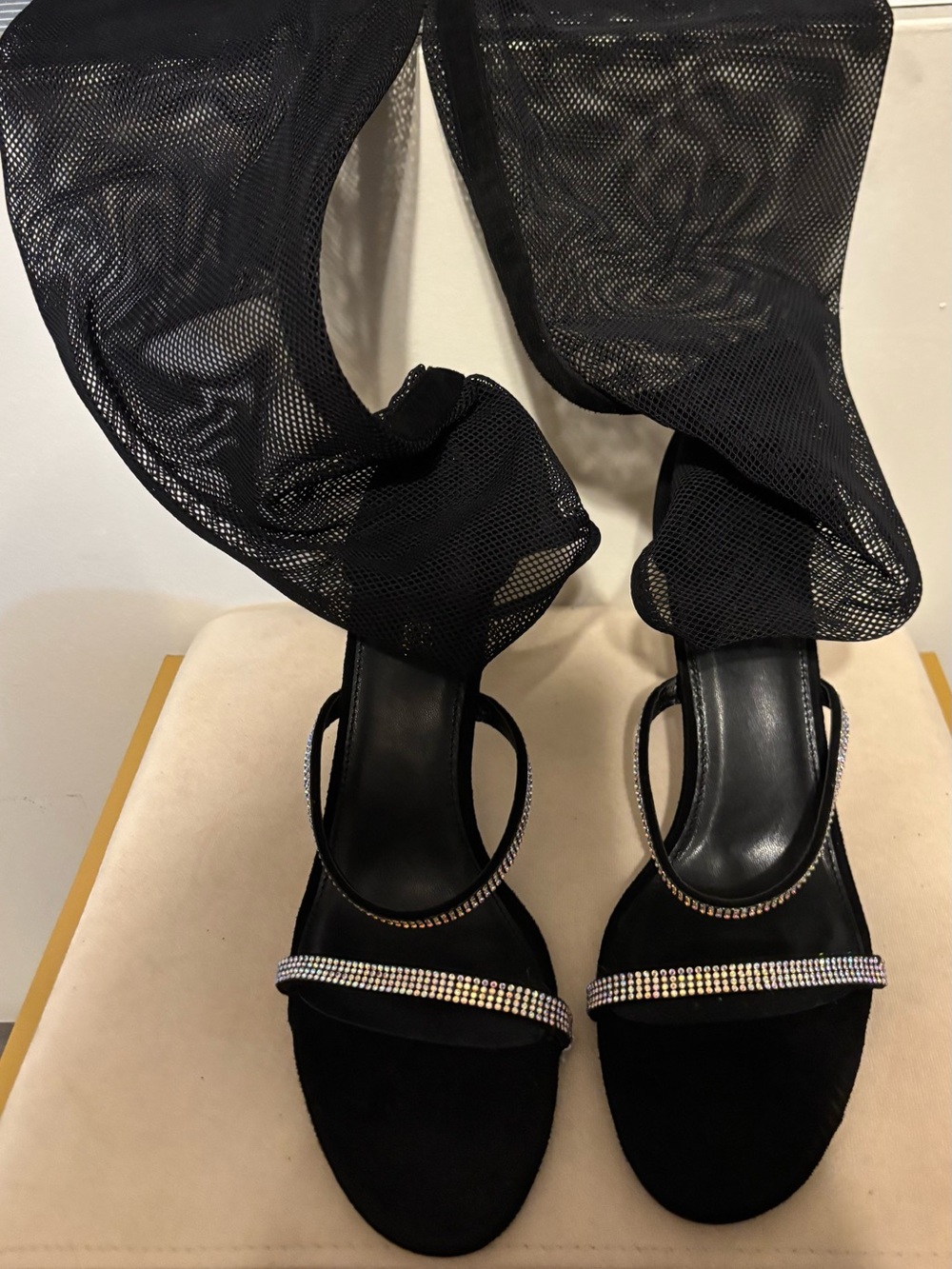 Mata Shoes Black Rhinestone Strap Heeled Sandals
